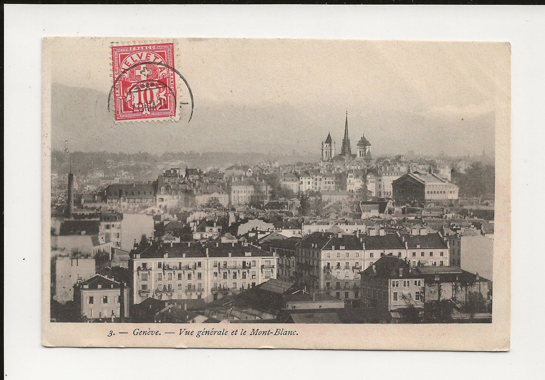 Ansichtskarten: AK 1907  Genf mit Mont Blanc – Gebraucht aus Greifensee von 315WDO