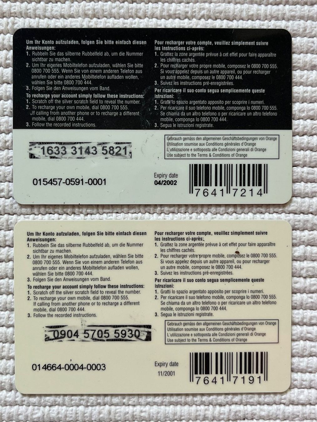 Cartes de téléphone: Orange PrePay Cards 2 CHF und 50 CHF – D'occasion à Zürich par Gurkis 1