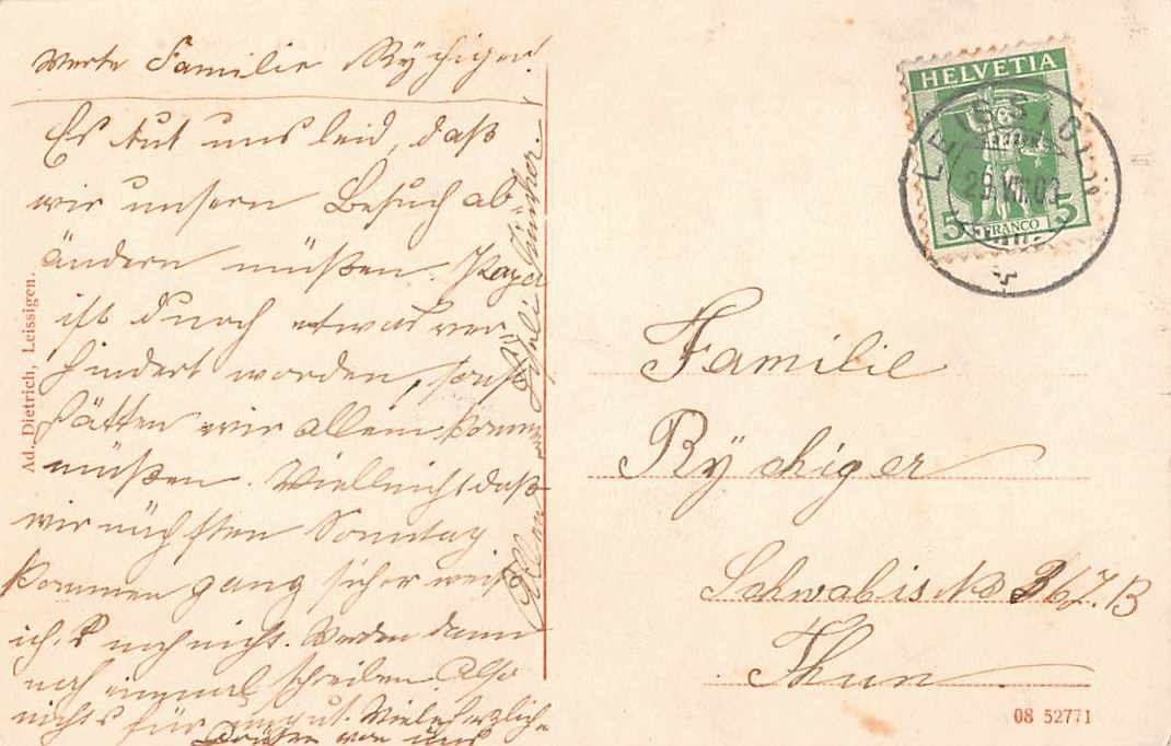 Cartoline postali: GRUSS aus LEISIGEN - alte Ansichtskarte 1903 – Usato da Lufingen venduto da philatelieshop 1