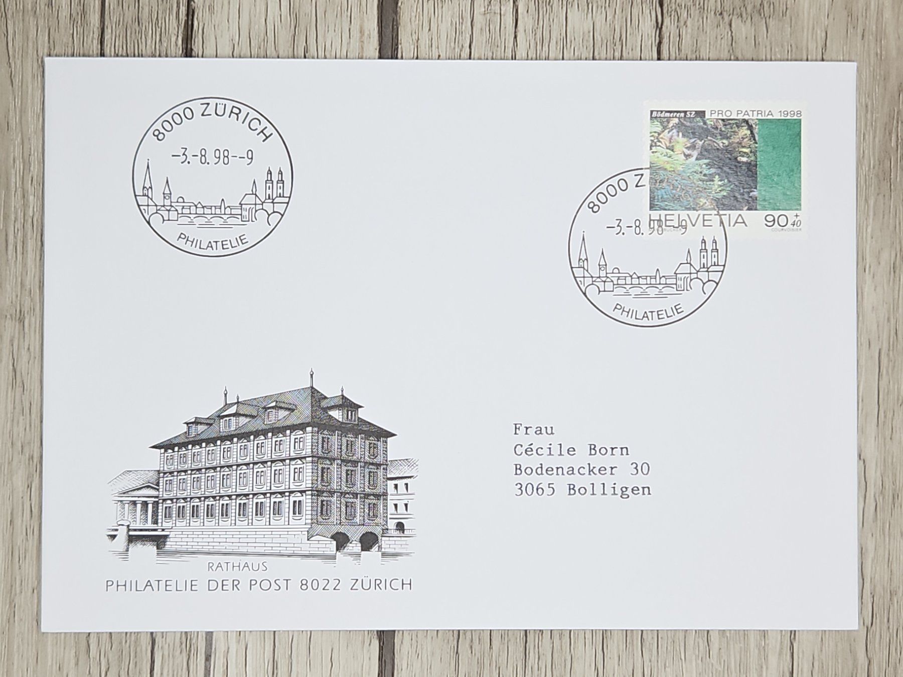 Tutti i francobolli: CL11 Enveloppe + Timbre Suisse 1998 – Usato da Cousset venduto da Patrick_Collections