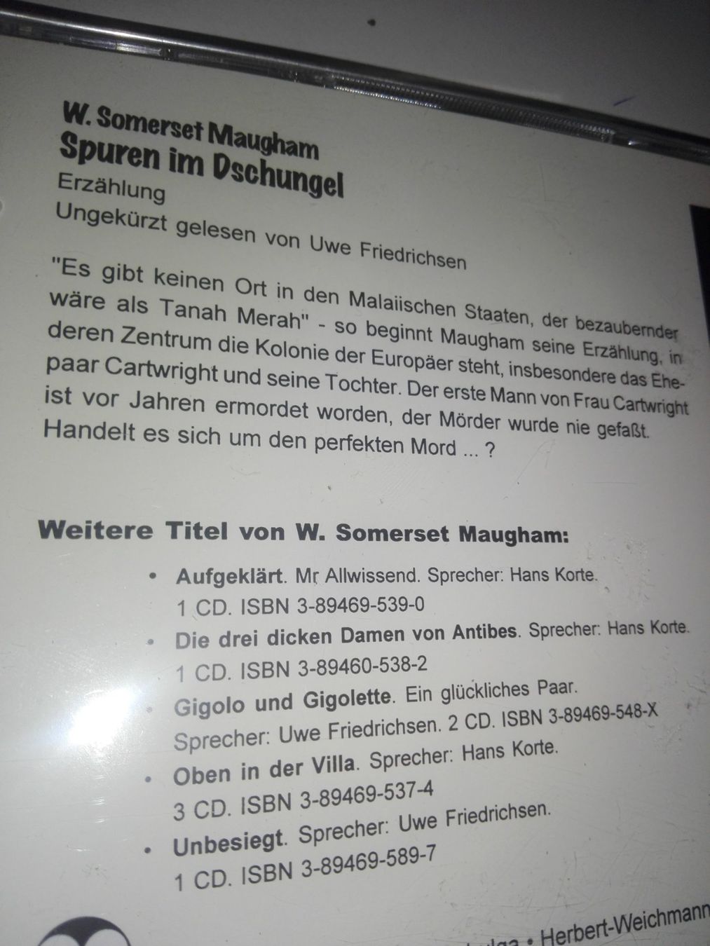 Audiolibri: Uwe Friedrichsen - Maugham; Souren im Dschungel    (2-CD's) – Usato da St.Gallen venduto da elk2022 5