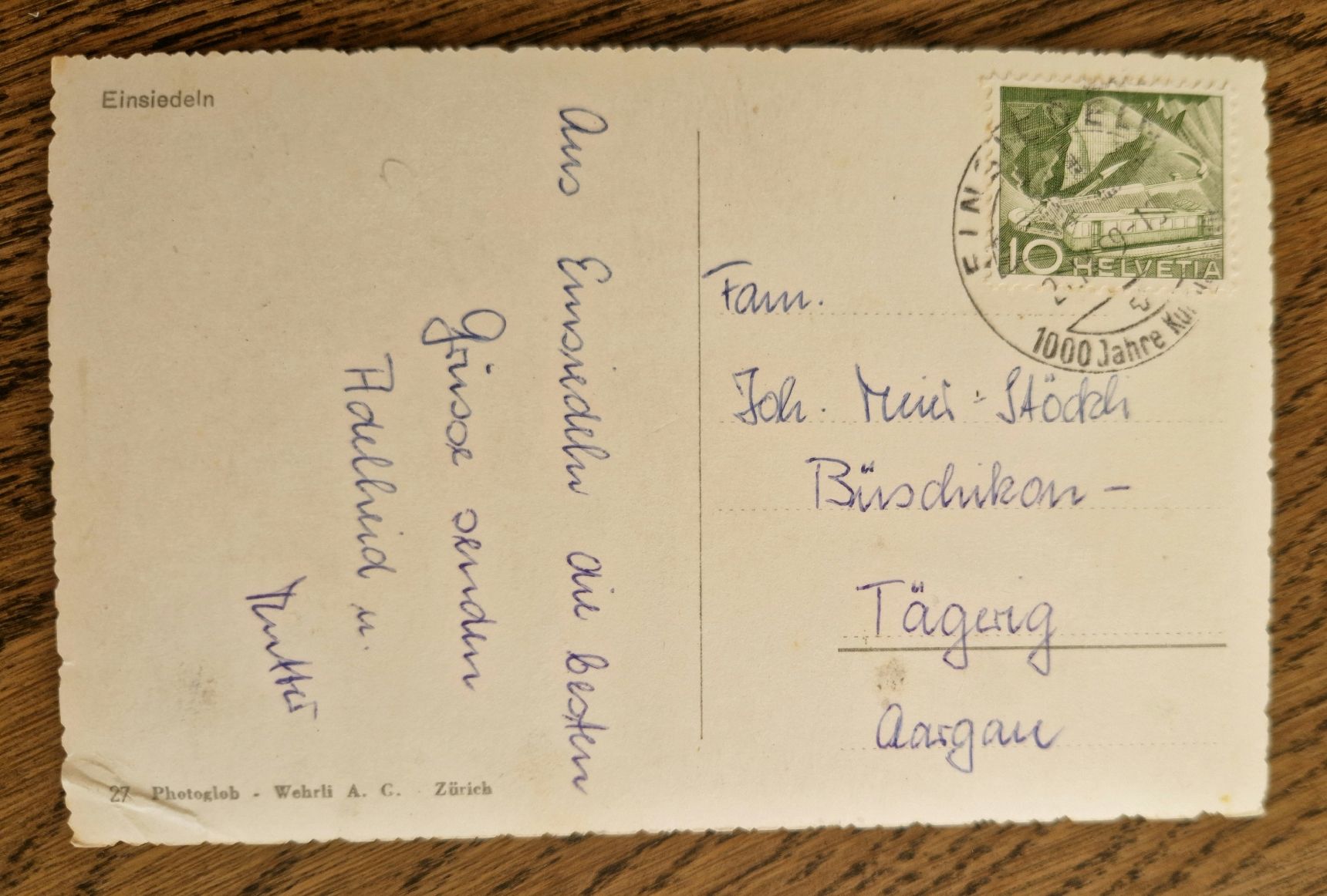 Cartoline postali: Gruss aus Einsiedeln, Friedenstaube 1959 – Usato da Ebikon venduto da Donar50 1