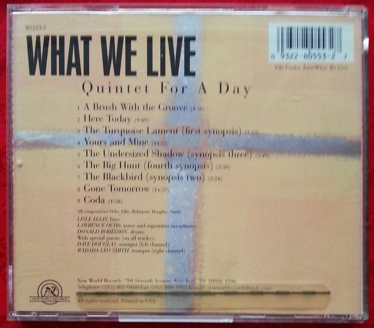 CD: CD WHAT WE LIVE - Quintet For A Day, 1999 – Usato da Oberriet SG venduto da Manick 1