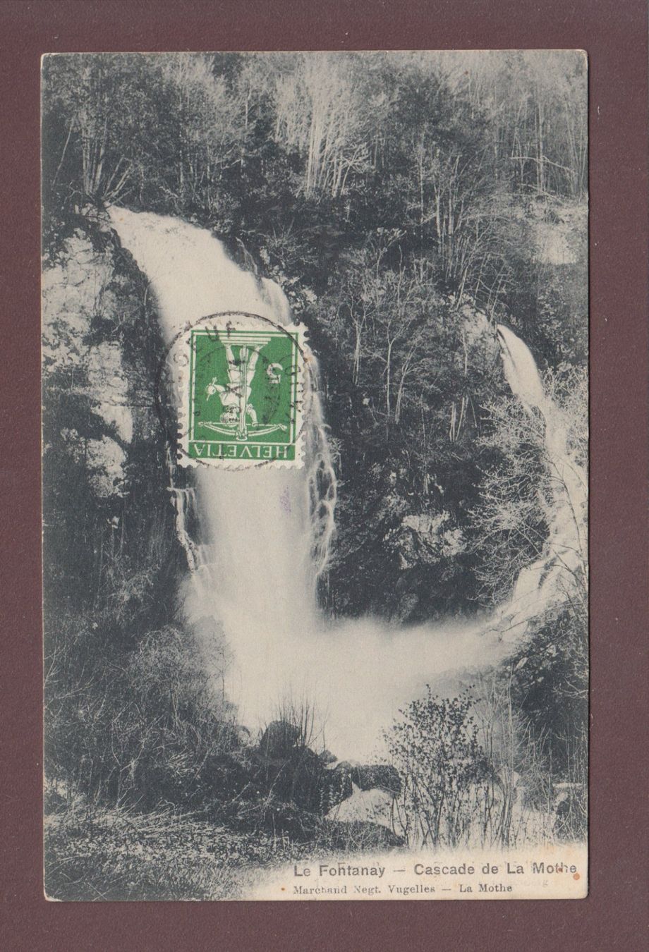 Cartoline postali: LE FONTANAY - Cascade de la Mothe - 1914 – Usato da Pully venduto da nicecards