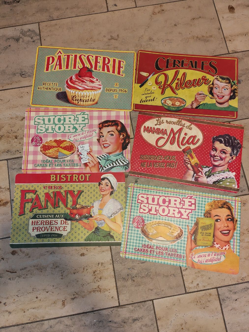 Set di tavolo e panche: 6x retro Tischset Vintage – Usato da Hermiswil venduto da Volvorine