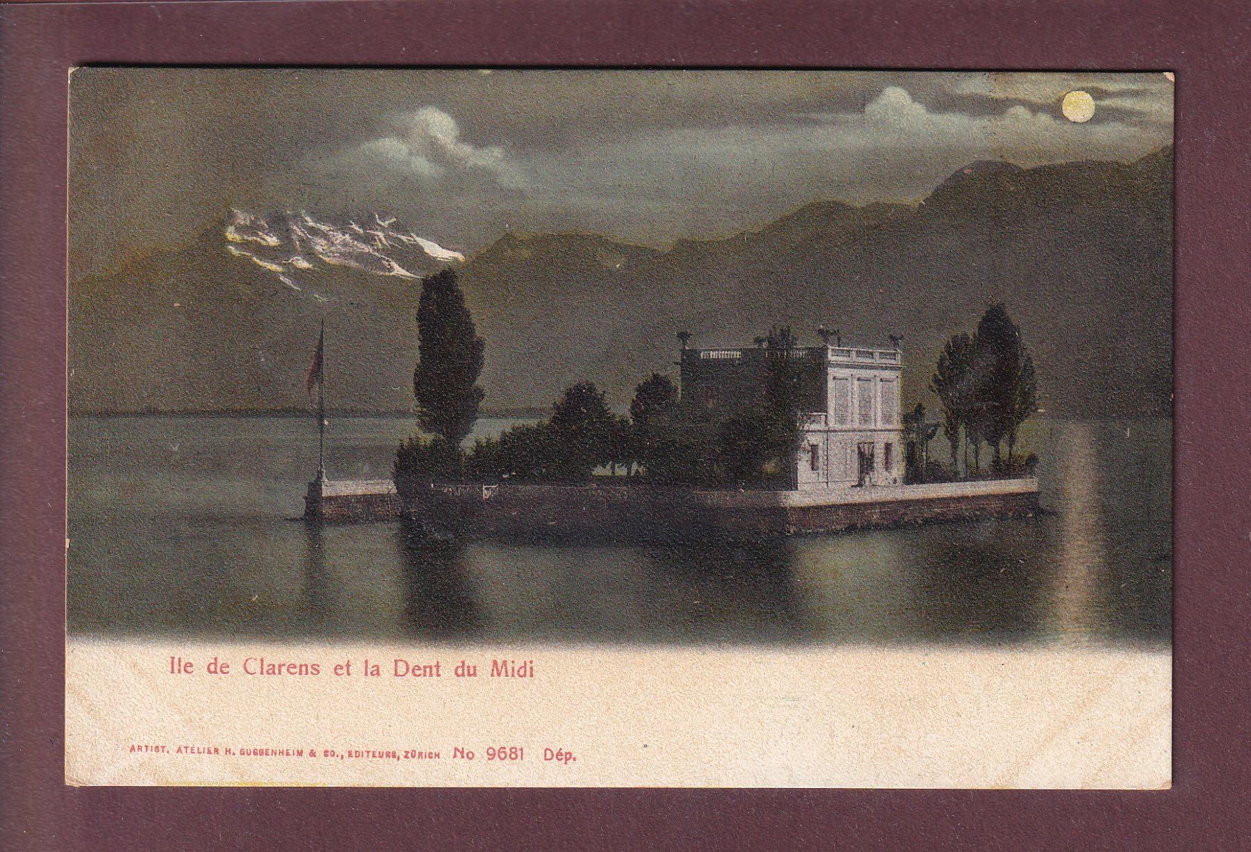 Cartoline postali: CLARENS - Île de Salagnon - Clair de lune – Usato da Pully venduto da nicecards