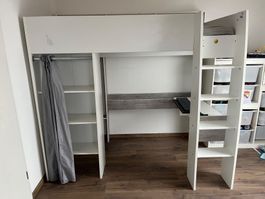 Lit mezzanine avec bureau et rangement