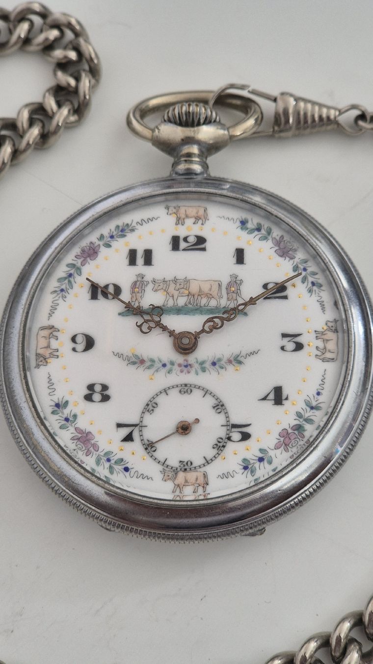 Orologi: Chüeli Taschenuhr mit Kette, 50.5 mm – Usato da Marbach SG venduto da Zippo1401 1