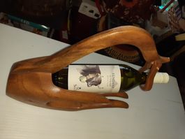SCULPTURE PORTE BOUTEILLE en bois (THAILANDE)
