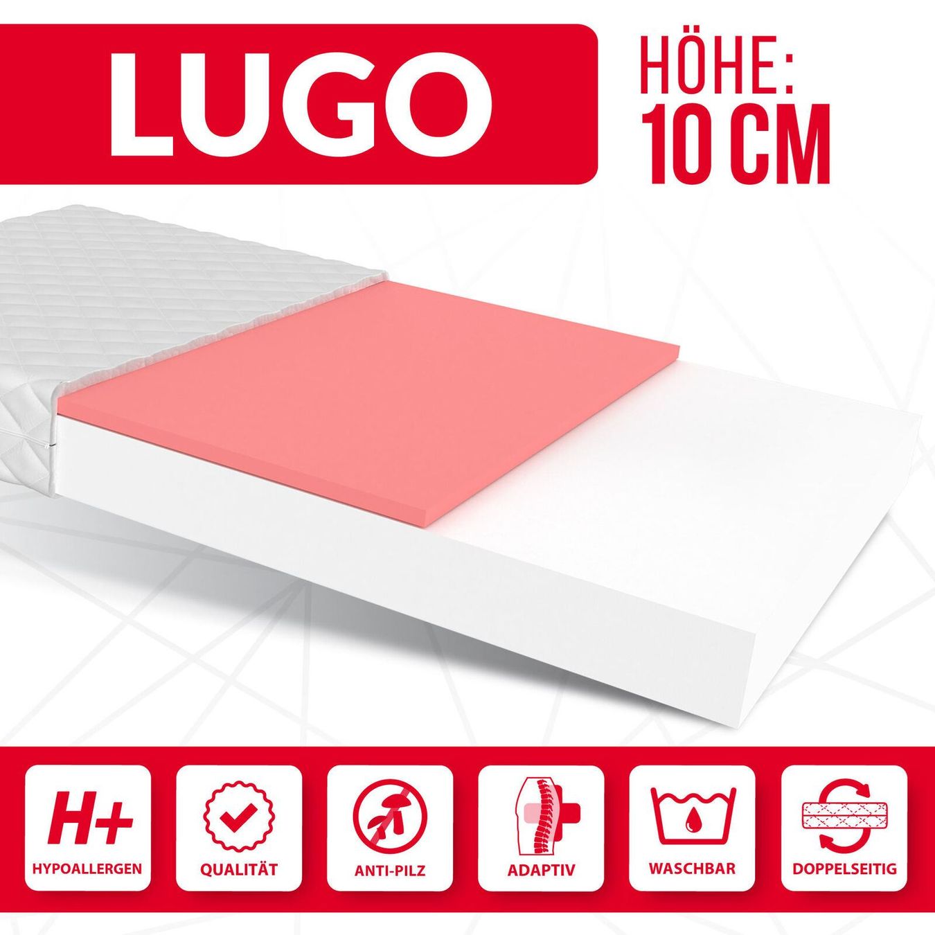Materassi: Matratze LUGO - H2/H3 - 10cm - 90x200 – Nuovo e nell'imballaggio originale da Wallenwil venduto da toesstal-vertrieb