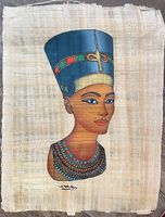 Ägyptischer weiße Papyrus Handgemalt Nofretete ca.32x40cm