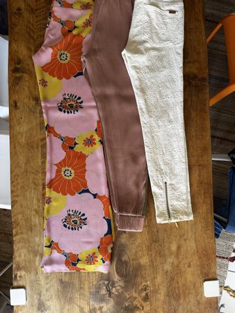 Lot de 3 pantalons femme imprimé floral rose taille S
