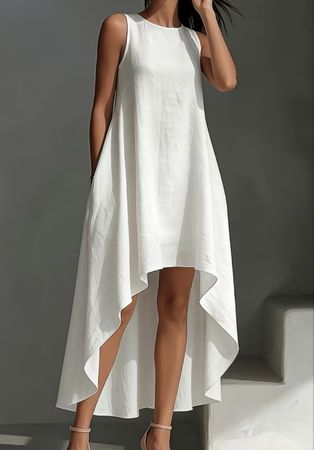 Abito di Lino bianco, elegante e leggero! ☀️tgM/L👌vacanze