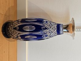 Böhmische Vase ca 30c, hoch mit Silbernem Vasenrand
