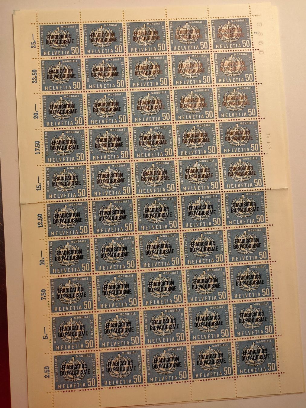 Tutti i francobolli: Ganzer Bogen 50er Briefmarke Helvetia Postfrisch – Nuovo (secondo la descrizione) da Oberwil Lieli venduto da 560amg