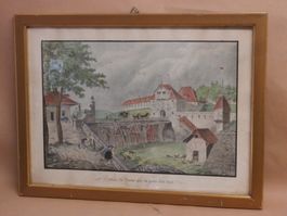 Murtentor Bern col Litho 1828 Carl Volmar Hirschengraben rar