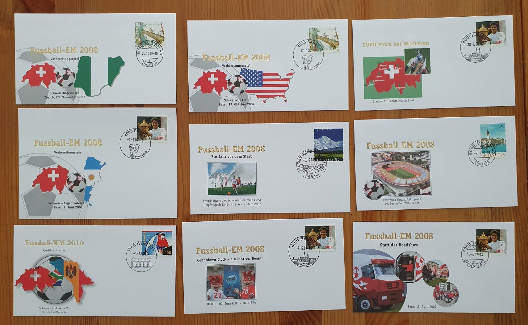 Alle Briefmarken: 45: Belege  Fussball EM - oder Weltmeisterschaft 2008 / 2012 – Gebraucht aus Dällikon von Minita 1