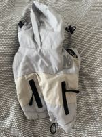 Hundejacke grau/beige mit Kapuze, Fleece gefüttert, Gr. XS