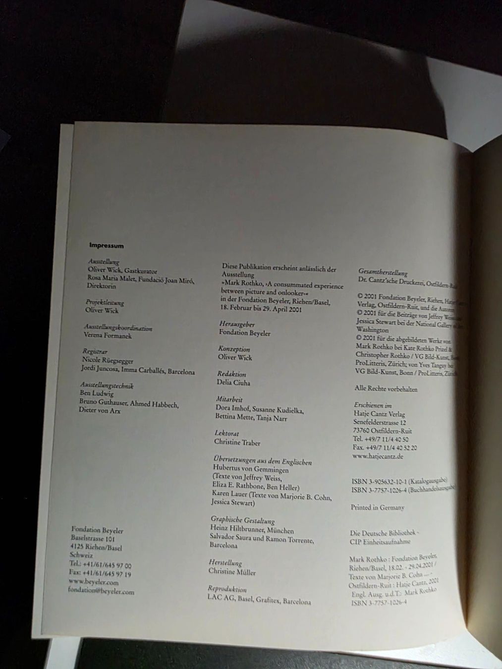 Bücher: Mark Rothko - Foundation Beyeler 2001 – Neu (gemäss Beschreibung) aus Walterswil BE von Lonitti 9
