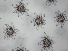 Baumwollstoff weiss mit Edelweiss