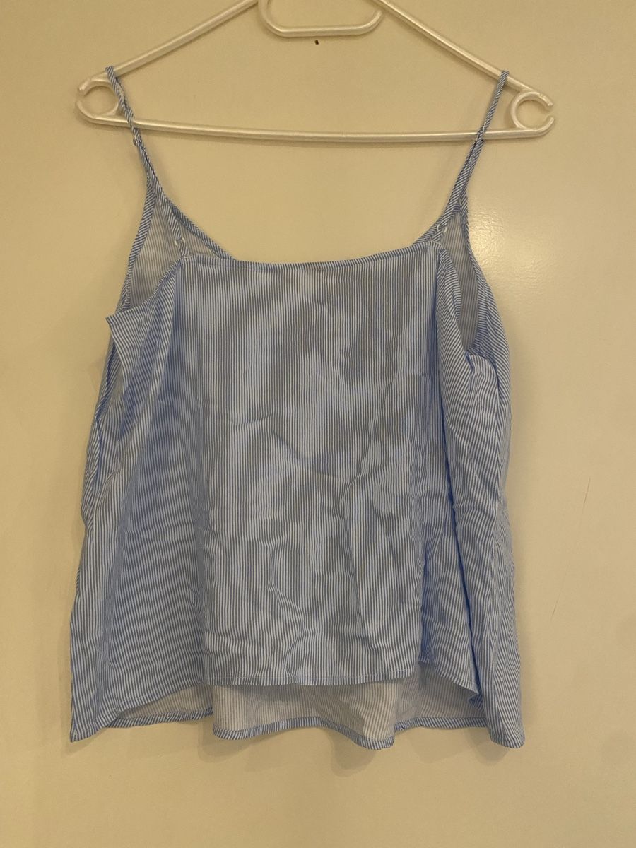 Tops: Spaghetti-Träger Top, Grösse 36, hellblau-weiss gestreift – Gebraucht aus Hünenberg See von lar_9zjk 3
