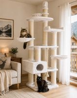 KATZENBAUM Maine Coon weiss grosse Katzen dicke Stämme