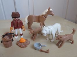 Playmobil: Trapper mit Pferd und 2 Hunden/Schneeleopard