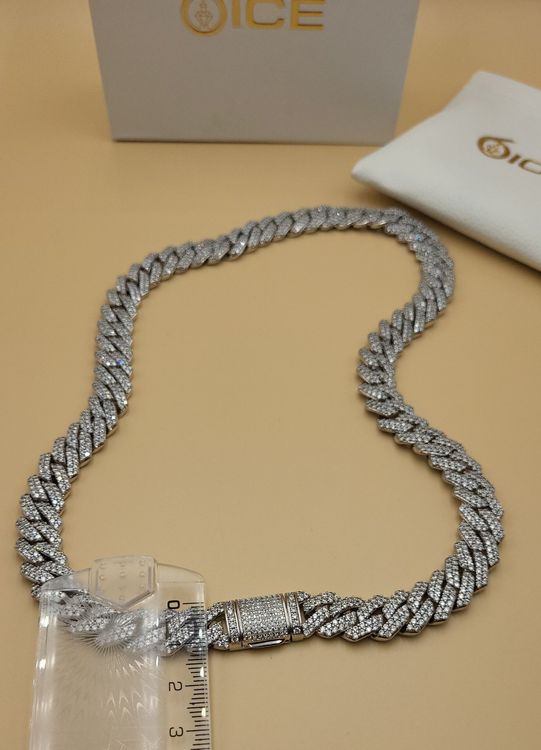 Mens 12mm Miami Cuban Link Choker Necklace Ice Out Chain 14k Gold Plated Vvs Cz