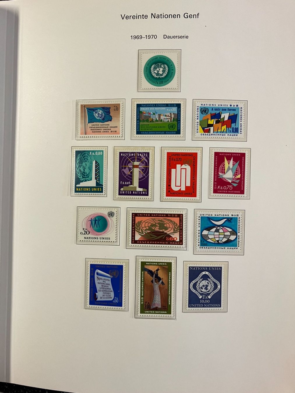 Alle Briefmarken: Dickes Album UNO Genf von Beginn – Gebraucht aus Eschlikon TG von PhilCon 1