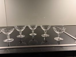 5 Kl. Likörgläschen farblos Kerbschliff Rosenthal 60er