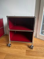 2 Rollkorpusse im USM-Haller-Stil, rot/Chrom (Micasa)