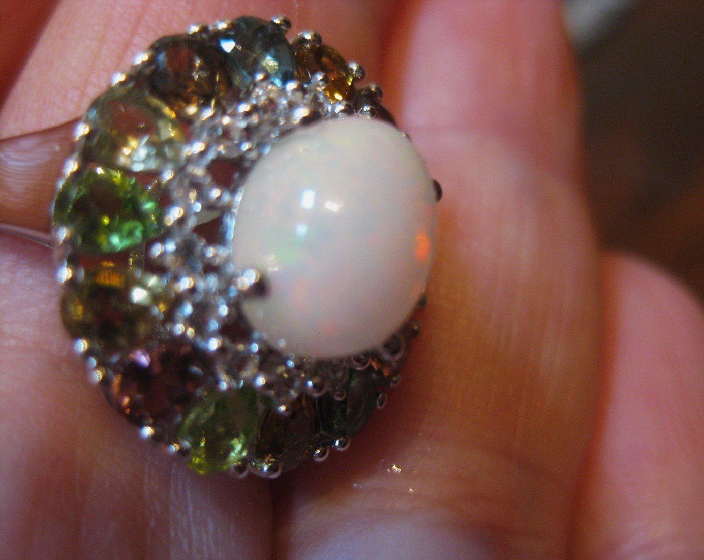 Ringe: ST.S. 925° MILCHOPAL/TURMALINST. RING D.M.18, MP – Neu (gemäss Beschreibung) aus Weiningen ZH von actera 2