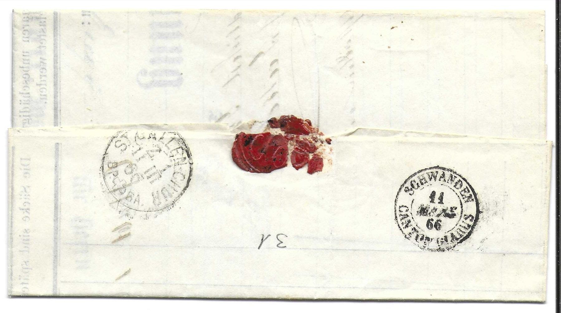 Tous les timbres: Faltbrief Trübbach - Engi GL 1866 – D'occasion à Wildhaus par Brunphil 1
