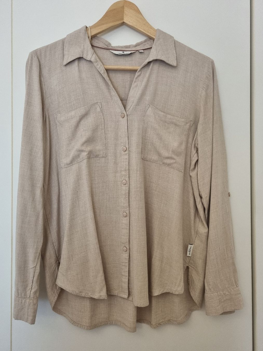 Tom Tailor Camicie: Damen Hemd Bluse Tom Tailor beige Grösse 38 – Usato da Möriken AG venduto da mohnsame2 1