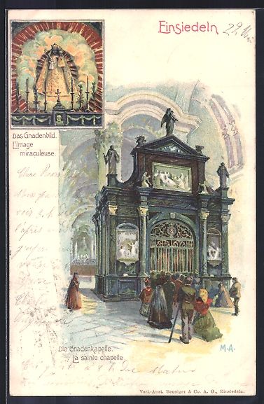 Cartoline postali: Litho Einsiedeln, Gnadenkapelle, Gnadenb – Usato da Berlin venduto da bartko-reher