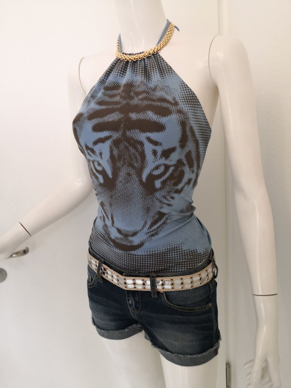 Mango Top: 🤩MANGO TOP HELLBLAU MIT TIGER-DRUCK BRAUN – Nuovo (secondo la descrizione) da Olten venduto da Naja-Twins-Twins 4