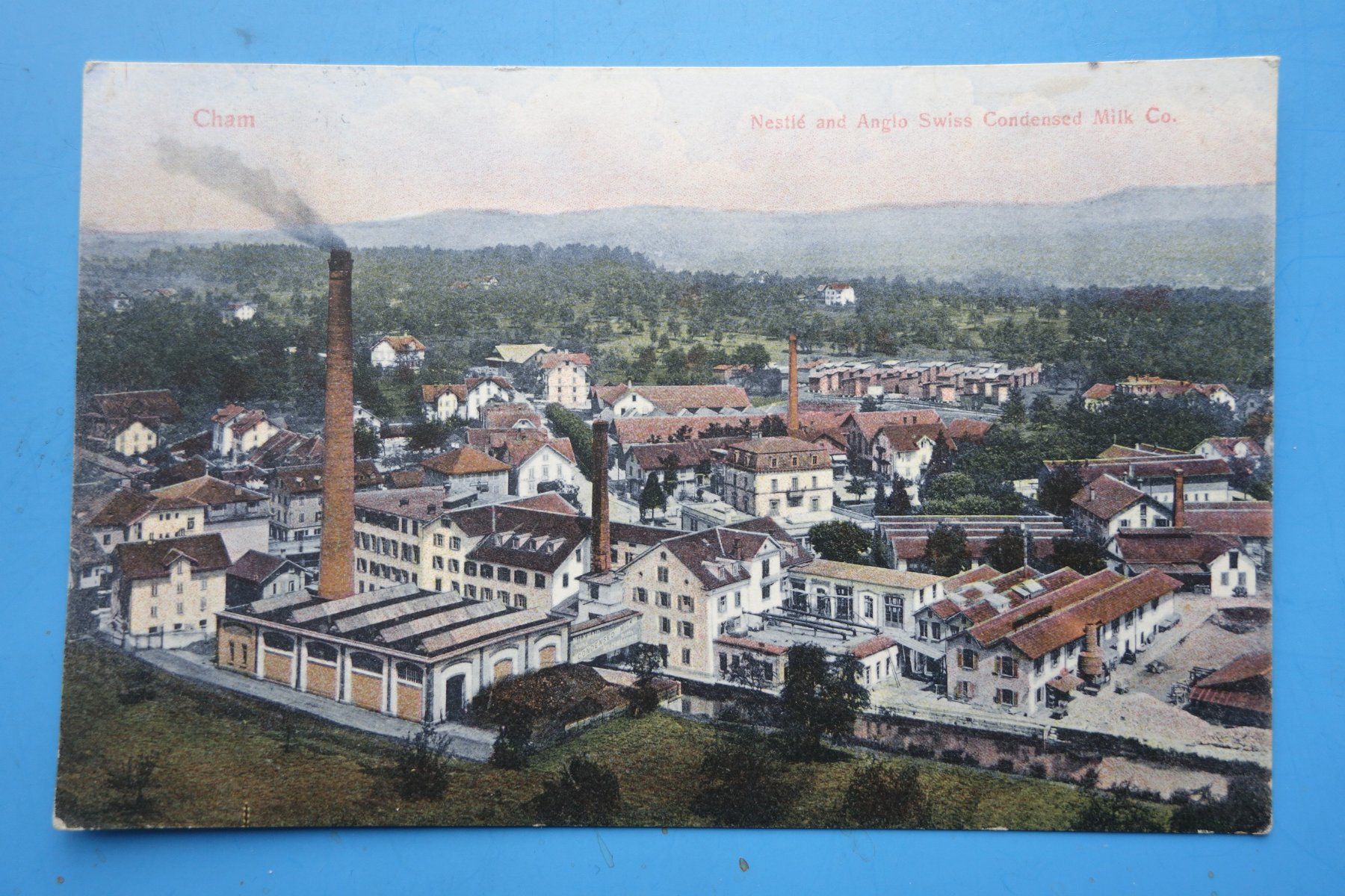 Cartoline postali: CHAM - Fabrik von Nestle - 1916 – Usato da Ibach venduto da Ibanto