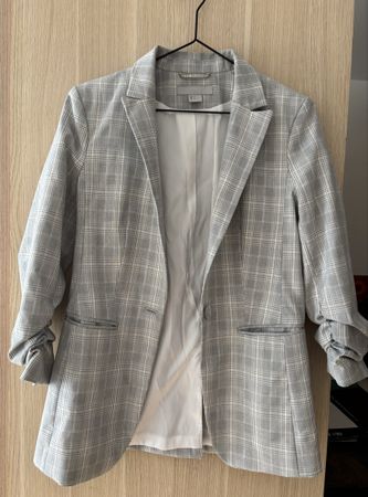 H&M Blazer, Gr. 34, Grau/Weiss Kariert - Top Zustand!
