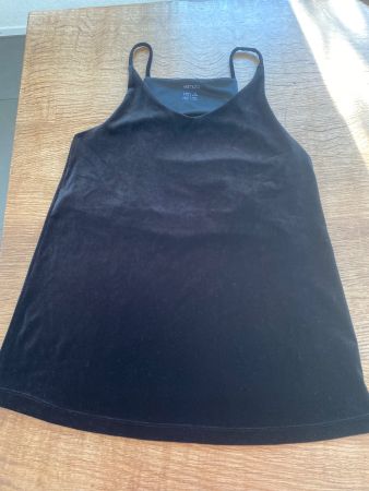 SAMT TOP/TRÄGERSHIRT/T-SHIRT GR.S/36/38 samtig schwarz NEU