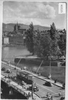 Geneve - L'Ile J.J. Rousseau - Tram, Autos, Velos