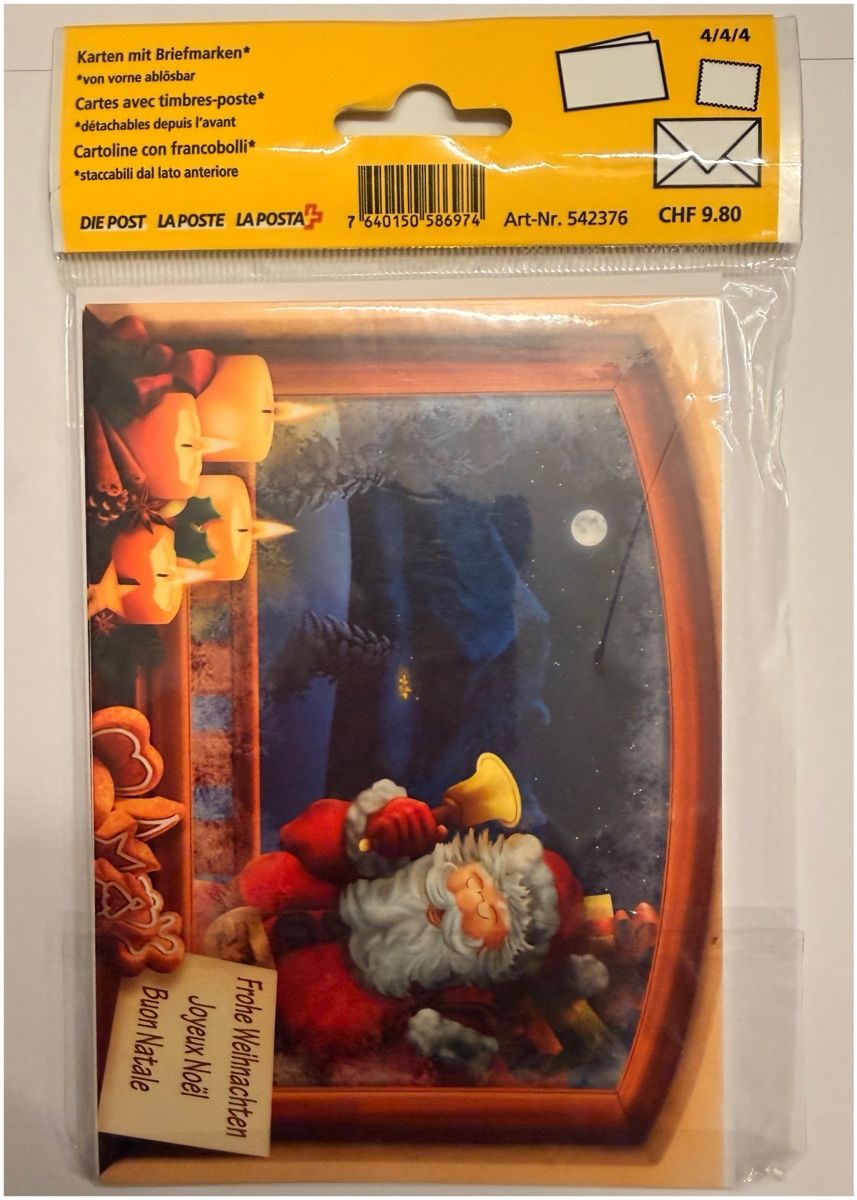 Cartoline: Weihnachtskarten - Die Post  - Mit Briefmarken - 4 Stk. – Nuovo e nell'imballaggio originale da Schlieren venduto da KaRoPue 1