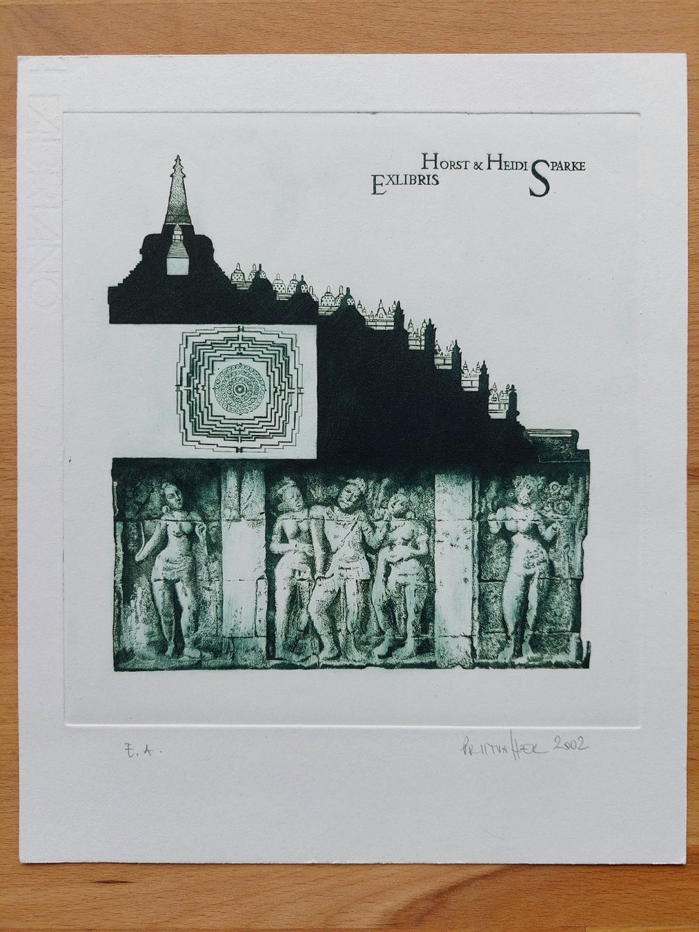 Gemälde: Exlibris Priit Vaher - Original Radierung Borobudur – Gebraucht aus Obfelden von Exlibris-Art