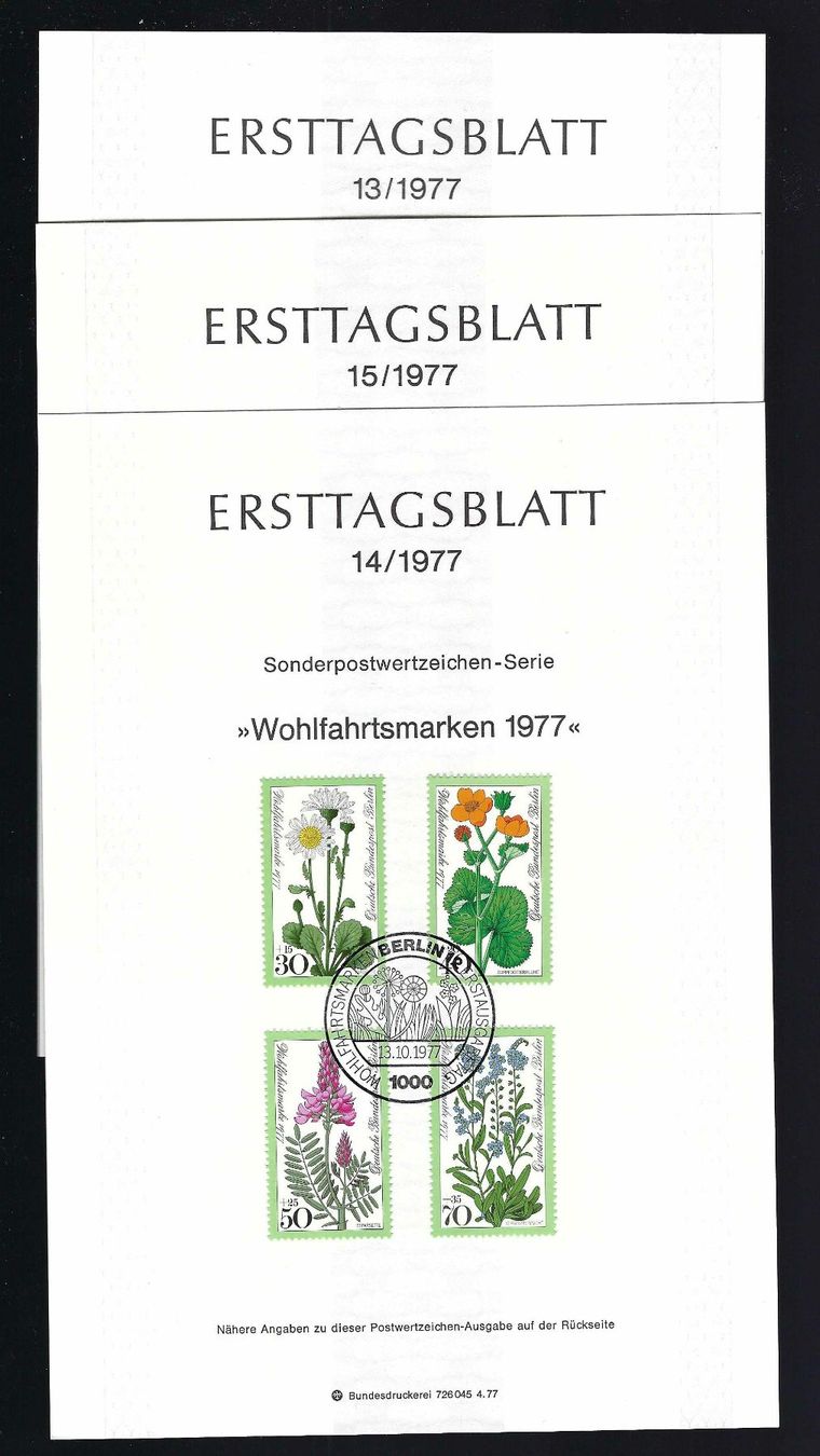 Tutti i francobolli: Erstagsblätter BRD Stempel Berlin 1977 – Usato da Kriens venduto da eiche50