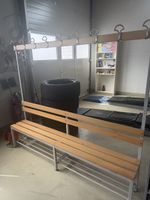 Garderobenbank 200 cm mit Kleiderhaken – Metall/Holz