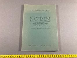 Hans Wysling: Thomas Mann, NOTIZEN, Beihefte zum Euphorion