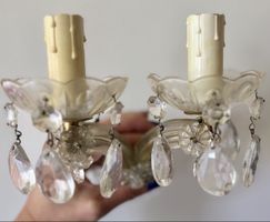 Vintage Kristall-Wandleuchte / Glaslampe 2-flammig