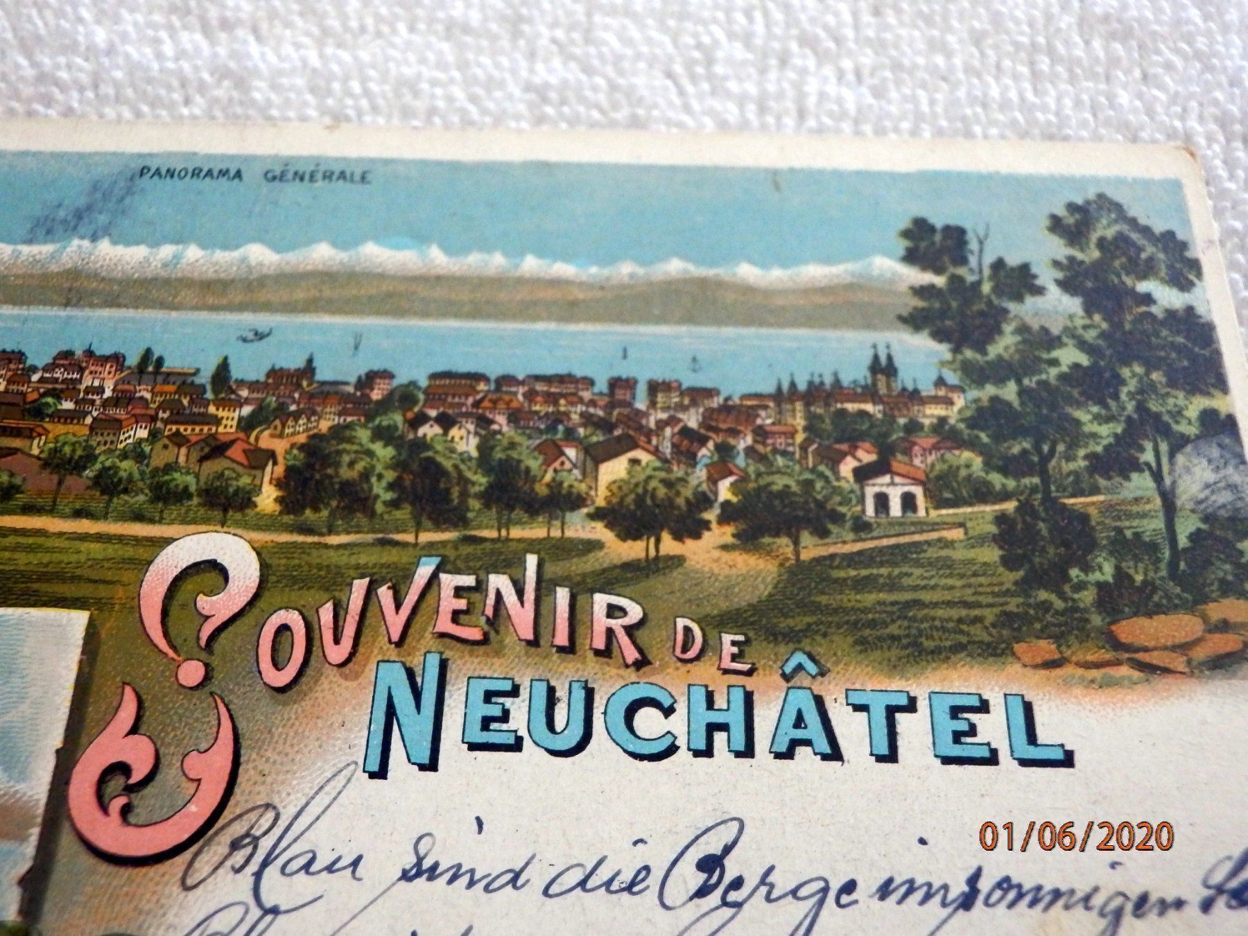 Ansichtskarten: Litho, Souvenir de Neuchatel ohne Marke – Gebraucht aus Ueberstorf von dinbau 1