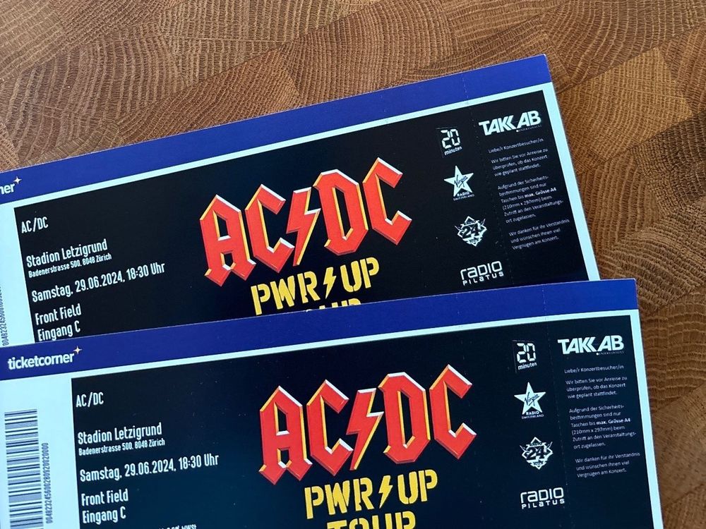 Billets AC/DC ZURICH FRONTFIELD EINGANG C !! | Kaufen auf Ricardo