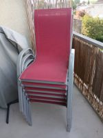 Stapelbare Gartenstühle, rot/silber, guter Zustand