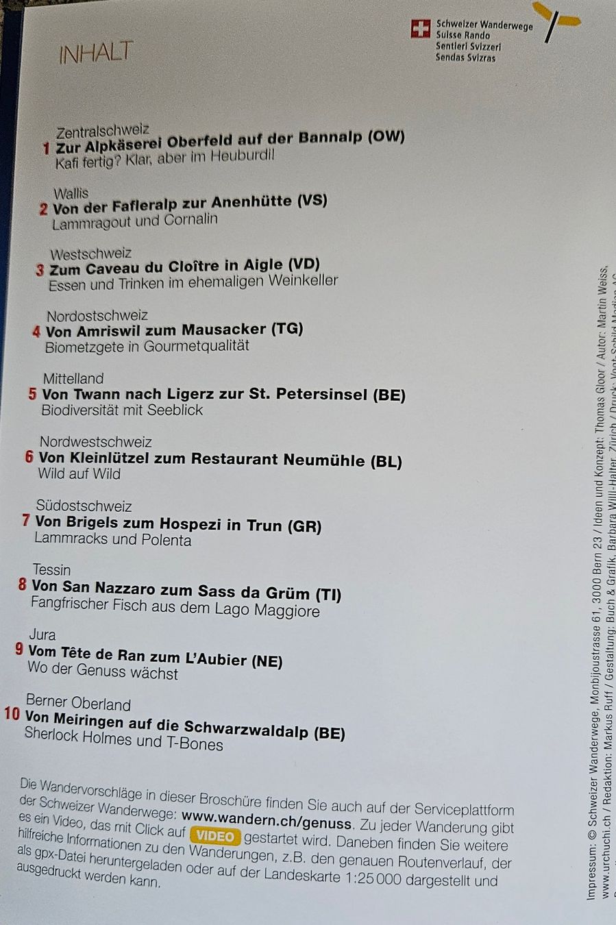 Bücher: Wandern mit Genuss - 10 Wandervorschläge Schweiz – Gebraucht aus Weinfelden von heibo02 1